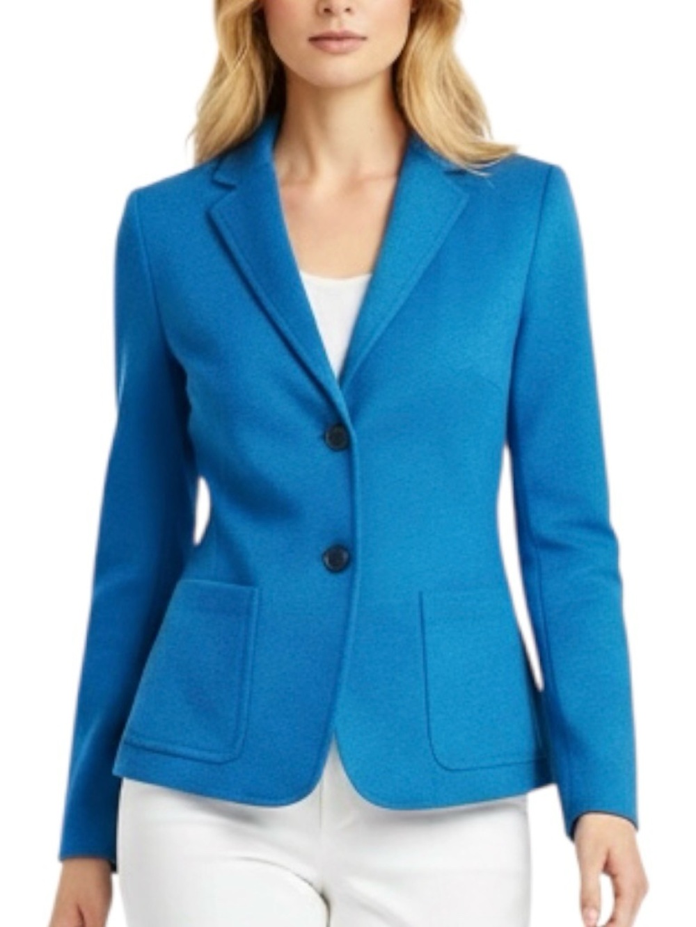 Akris Punto Blazer Jacket Size US 4 Blue Wool Angora Two Button Tailored Romania